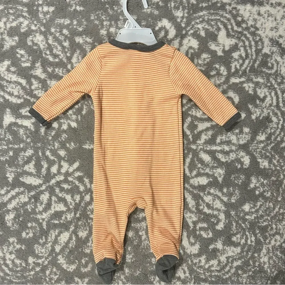 Bon Bébé Baby Halloween Pumpkin Footie Zip Up Pajama NWT 0-3 Months